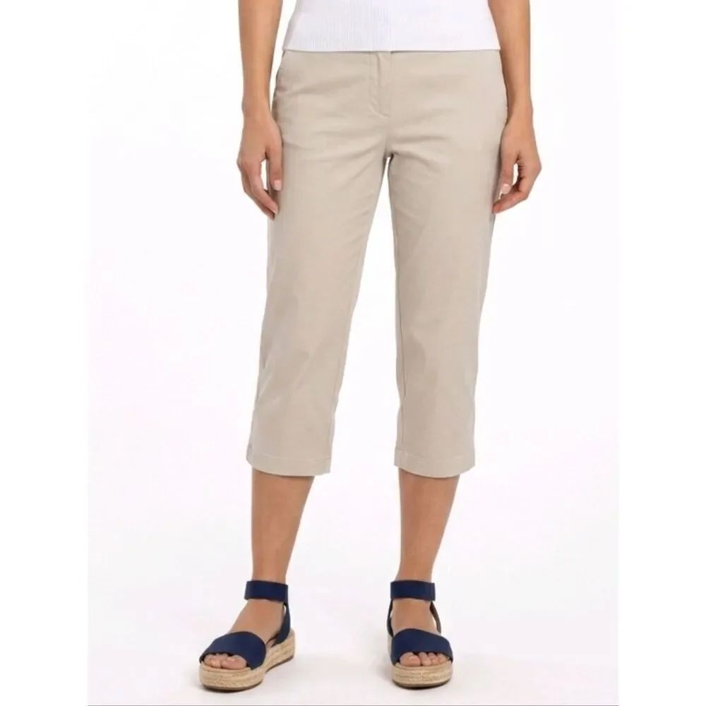 Coldwater Creek Natural Fit Tan Double Cloth Crop Pants Size 12P